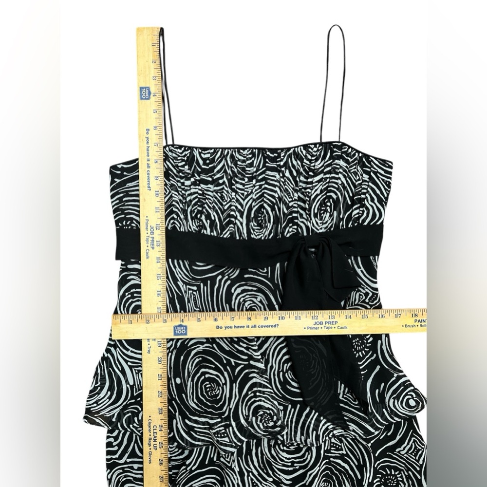 black and white tiered ruffle dress Holiday Party wedding guest spagatti straps - Picture 3 of 11